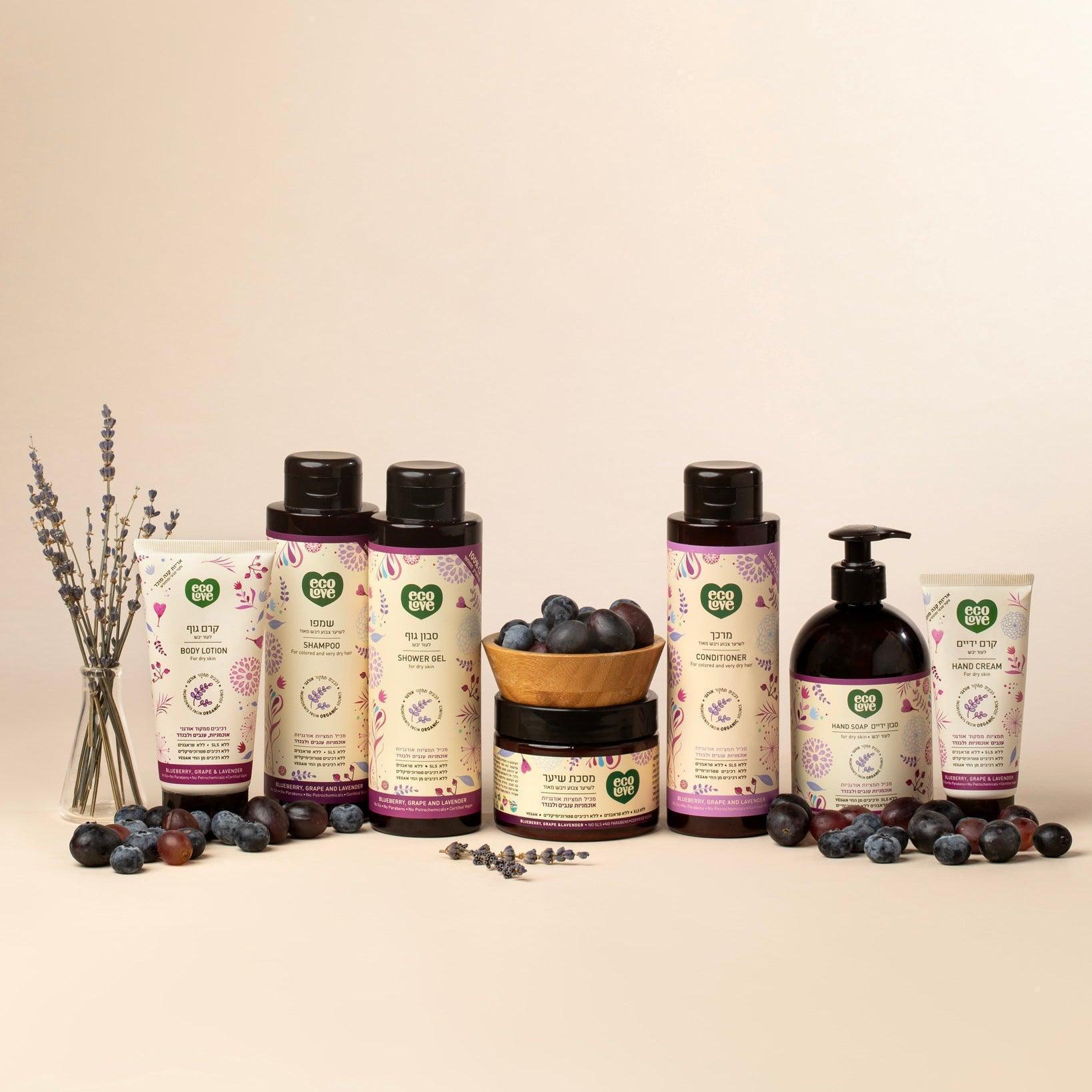 שמפו לשיער צבוע ויבש מאוד - פירות סגולים 1 ליטר ecoLove