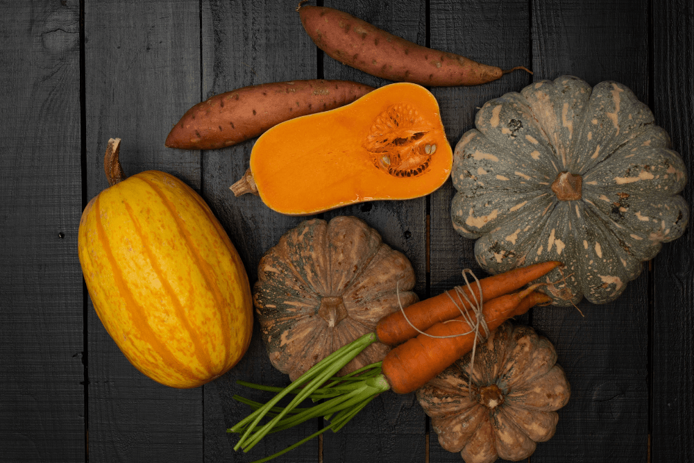 ירקות כתומים דלעת, גזר, בטטה