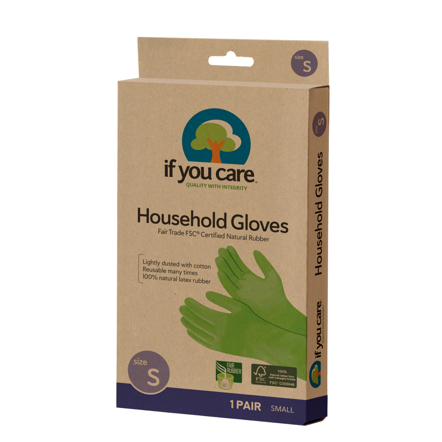 זוג כפפות מתכלות רב פעמיות - if you care - מידה S